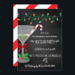 Invitation Cocktail festif thème Noël Chalkboard Party<br><div class="desc">Cocktail de martini tendance sur le thème de l'invitation Holiday Party personnalisable selon vos spécificités d'événement.</div>