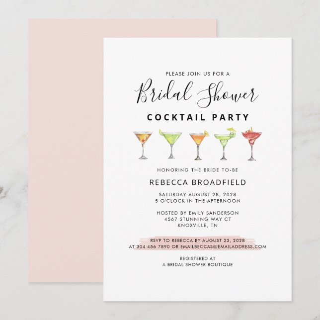 Invitation Cocktail Fête des mariées (Devant / Derrière)