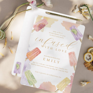 Invitation Cocktail Glace Bridal Shower Imprégné d'Amour