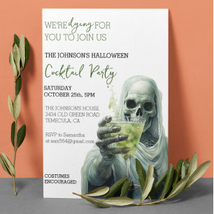 Invitation Cocktail Grim Reaper Halloween Party Aquarelle