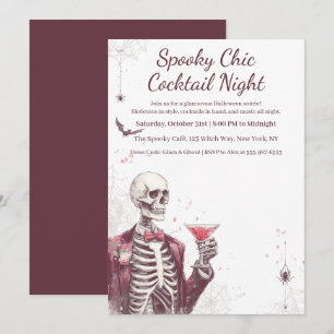 Invitation Cocktail Halloween   Nuit éffrayant chic