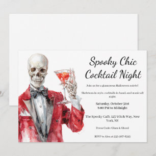 Invitation Cocktail Halloween   Nuit éffrayant chic