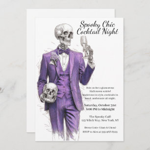 Invitation Cocktail Halloween Nuit éffrayant chic