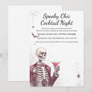 Invitation Cocktail Halloween   Nuit éffrayant chic