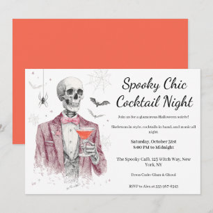 Invitation Cocktail Halloween   Nuit éffrayant chic