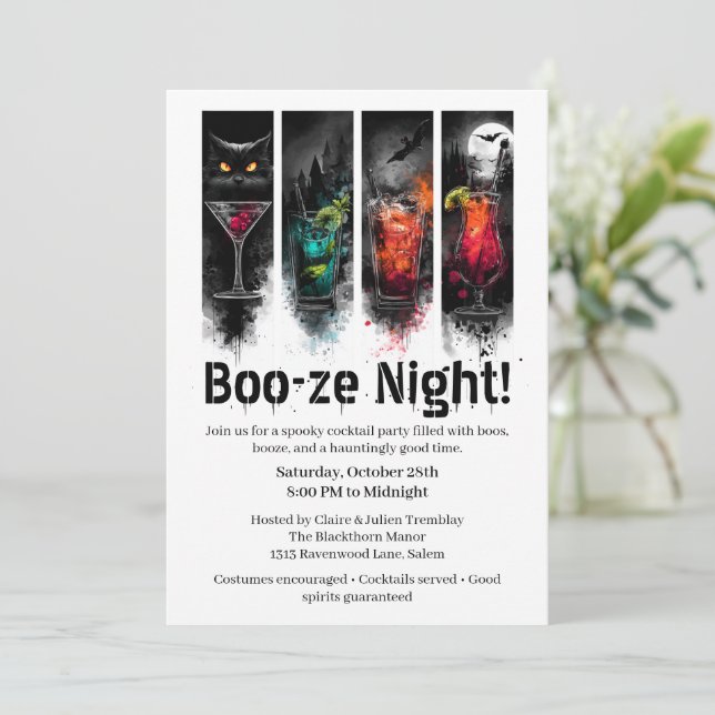Invitation Cocktail Halloween | Soirée Boo-ze (Debout devant)