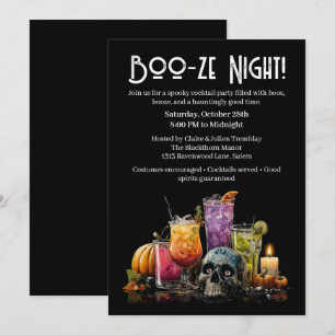 Invitation Cocktail Halloween   Soirée Boo-ze