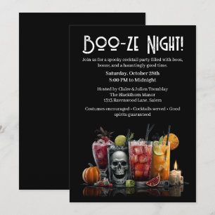 Invitation Cocktail Halloween   Soirée Boo-ze