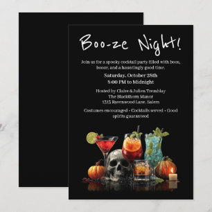 Invitation Cocktail Halloween   Soirée Boo-ze