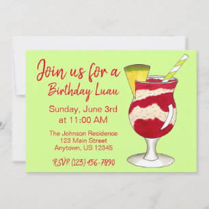 Invitation Cocktail Hawaiian Lava Flow Luau Island Party