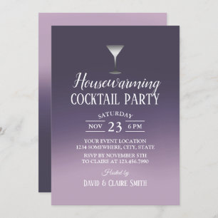 Invitation Cocktail House Party Élégant violet Ombre