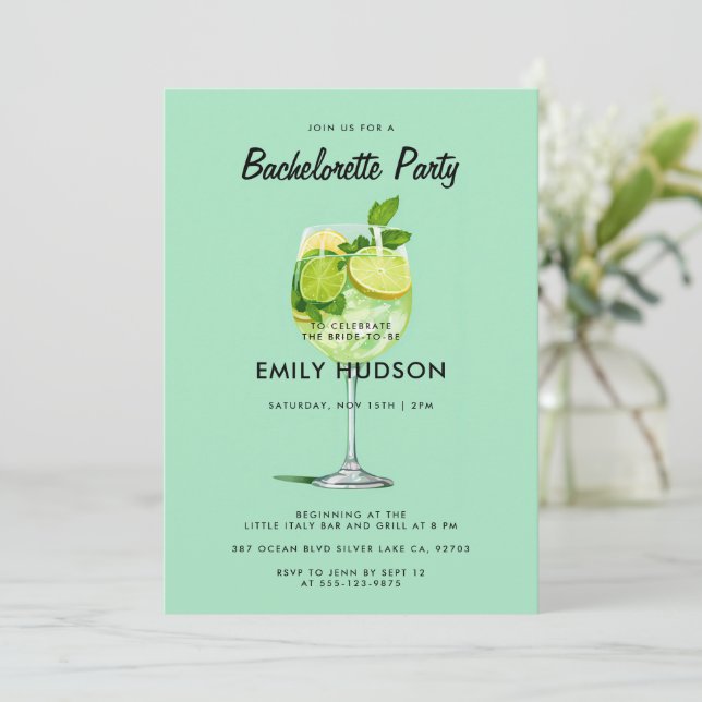 Invitation Cocktail Hugo Spritz Bachelorette Party (Debout devant)