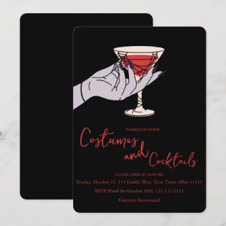 Invitation Cocktail Main de Sorcière Toile d'Araignée Soirée
