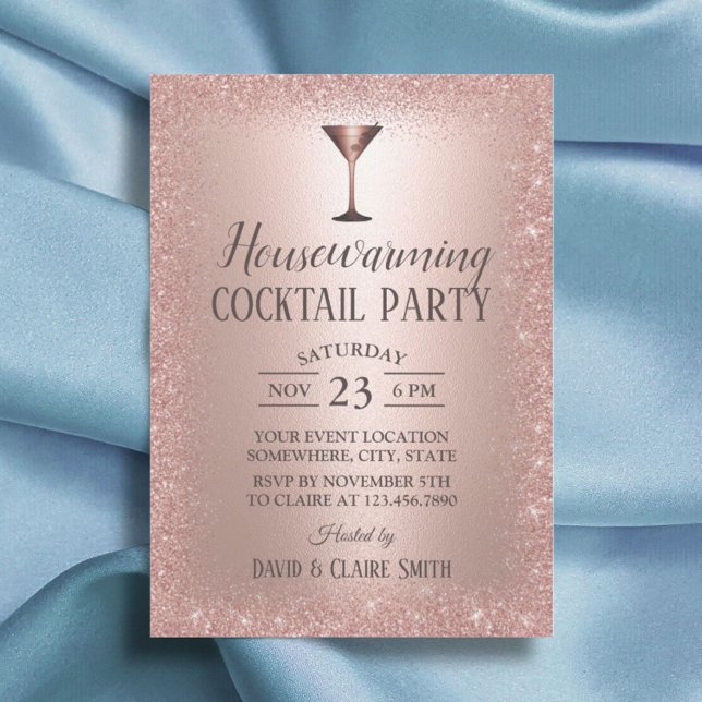 Invitation Cocktail Maison Party Moderne Rose Gold (Créateur téléchargé)
