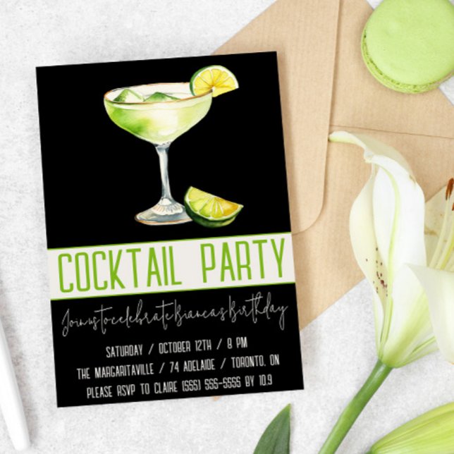 Invitation Cocktail, Margarita, Boire, Anniversaire (Créateur téléchargé)