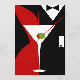 Invitation Cocktail Martini Classique Rouge et Noir