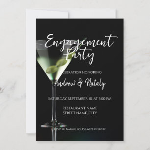Invitation Cocktail Martini sur fond noir