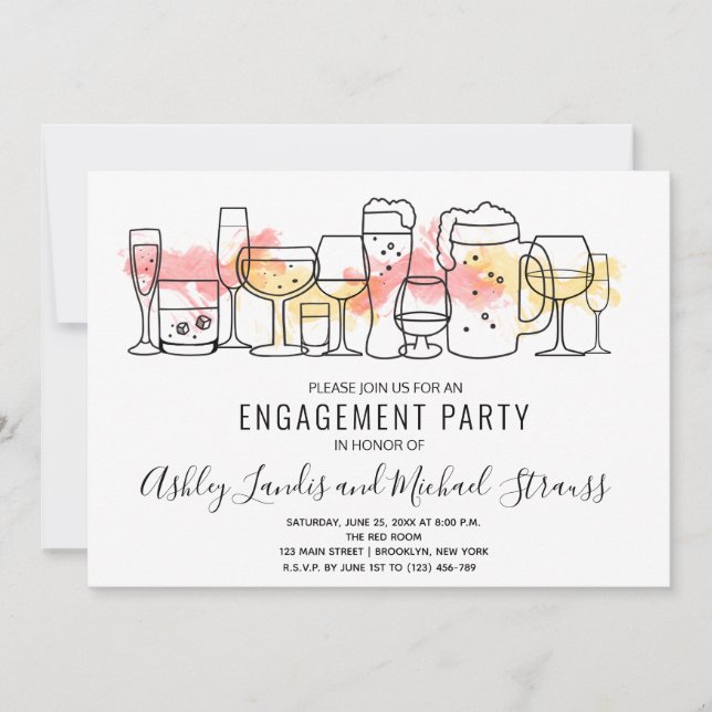 Invitation Cocktail mixte Boissons Engagement Partie Invitati (Devant)