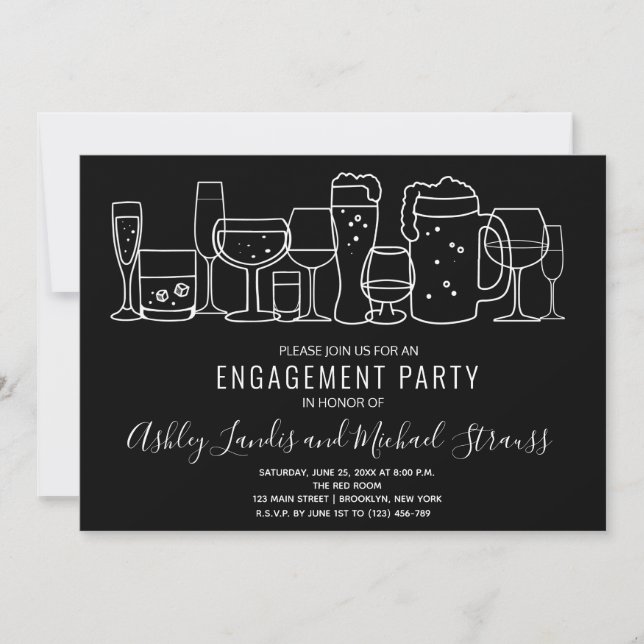 Invitation Cocktail mixte Boissons Engagement Partie Invitati (Devant)