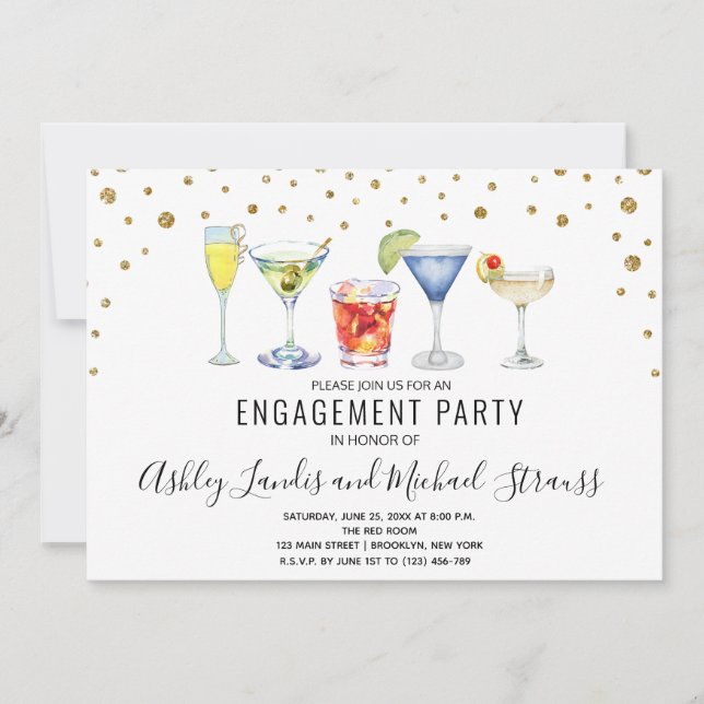 Invitation Cocktail mixte Boissons Engagement Partie Invitati (Devant)