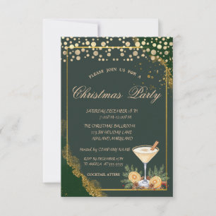 Invitation Cocktail Orange Dots Green Company Fête de Noël