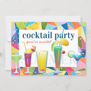 Invitation Cocktail Party Arc-en-ciel coloré Boissons d'été a