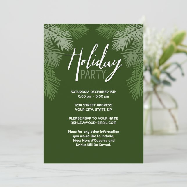 Invitation Cocktail Party avec Rustic Tree Branches Holiday I (Debout devant)