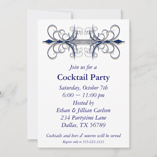 Invitation Cocktail Party Invitations Blue Party (Devant)