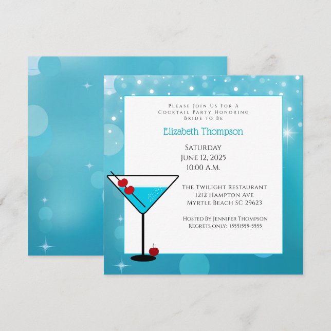 Invitation Cocktail Party pour l'invitation de la mariée (Devant / Derrière)