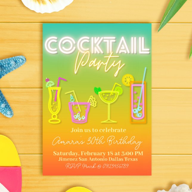 Invitation Cocktail Party - Tropical (Cocktail Party - Tropical Invitation)