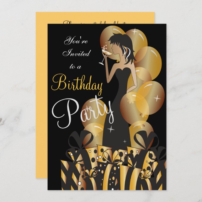 Invitation Cocktail pour une fête d'anniversaire ou d'enterre (Devant / Derrière)