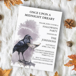 Invitation Cocktail Raven Crow Halloween Party