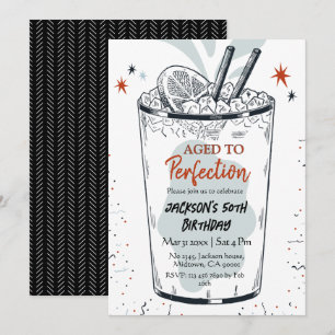 Invitation Cocktail retro boisson à thème simple 50e annivers
