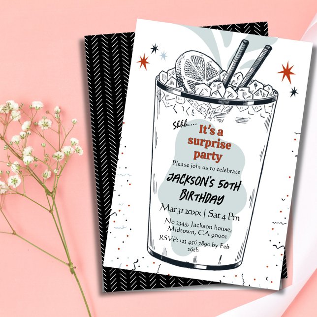 Invitation Cocktail retro boisson thème 50ème anniversaire su (Créateur téléchargé)