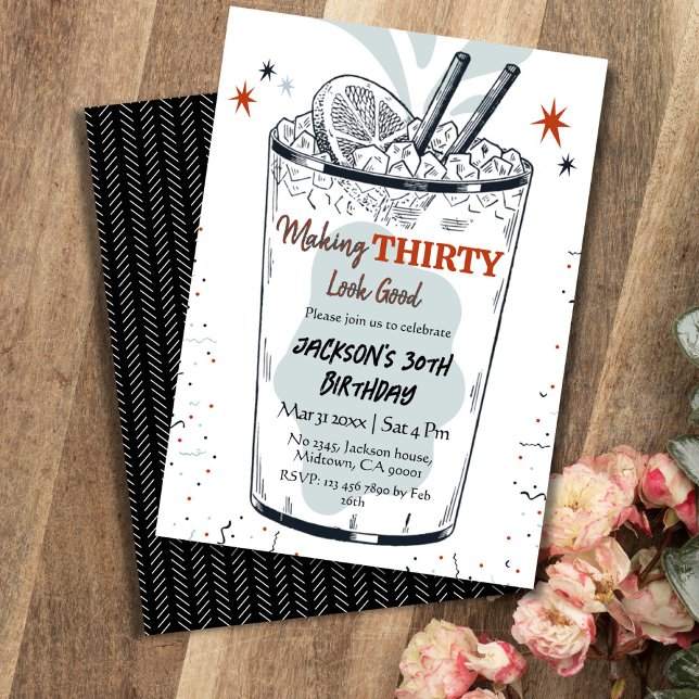 Invitation Cocktail retro boisson thème élégant 30e anniversa (Créateur téléchargé)