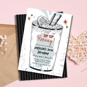 Invitation Cocktail retro boisson thème élégant 30e anniversa