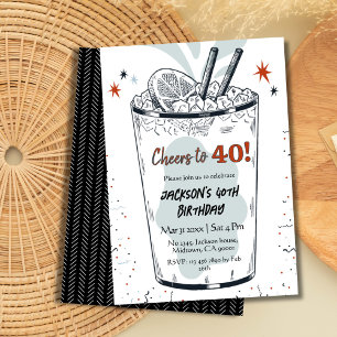 Invitation Cocktail retro boisson thème élégant 40e anniversa