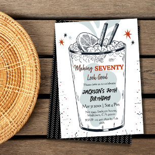 Invitation Cocktail retro boisson thème élégant 70e anniversa