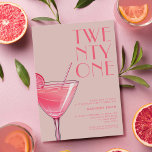 Invitation Cocktail rose moderne 21e anniversaire<br><div class="desc">Invitation moderne 21ème anniversaire avec élégante typographie chic et design minimaliste en couleur rose</div>