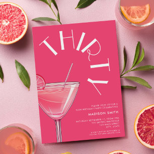 Invitation Cocktail rose vif moderne 30e anniversaire