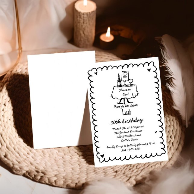 Invitation Cocktail Scribble Dessiné À La Main 30e, 40e Anniv (Créateur téléchargé)