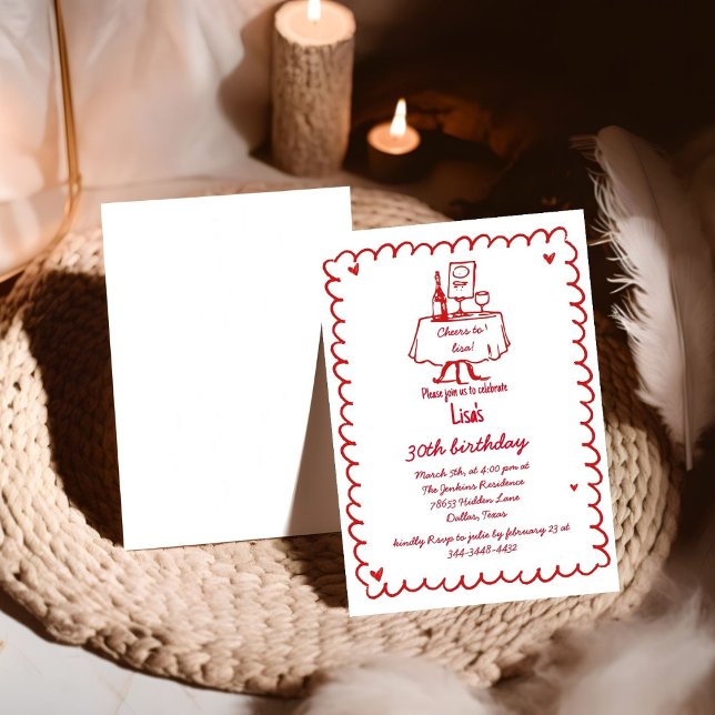 Invitation Cocktail Scribble Dessiné À La Main 30e, 40e Anniv (Créateur téléchargé)