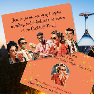 Invitation Cocktail soirée boissons se réunissent sophistiqué