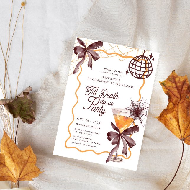 Invitation Cocktail Till Death Bow Halloween Bacheloerette (Créateur téléchargé)