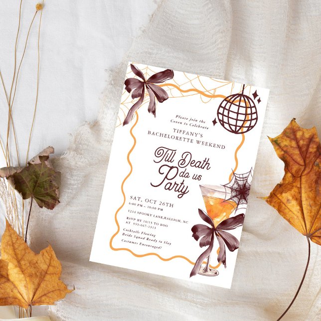 Invitation Cocktail Till Death Bow Halloween Bacheloerette (Créateur téléchargé)