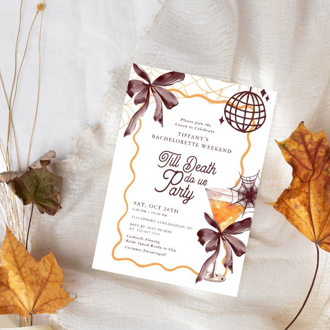 Invitation Cocktail Till Death Bow Halloween Enterrement de J (Créateur téléchargé)