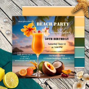 Invitation Cocktail tropical Summer Beach Anniversaire