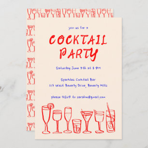 Invitation Cocktail Whimsical Boissons Personnalisé Anniversa