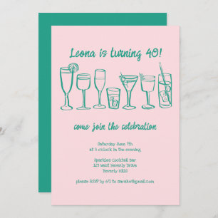 Invitation Cocktail Whimsical Boissons Personnalisé Anniversa