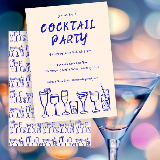 Invitation Cocktail Whimsical Boissons Personnalisé Anniversa (Whimsical Cocktail Drinks Custom Birthday Party Invitation
)